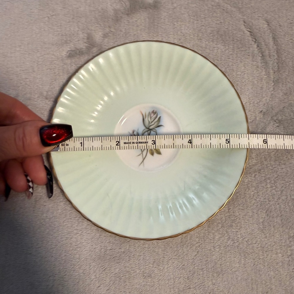 Hamilton England Fine Bone China Saucer Mint Green Rose Gold Trim - Picture 4 of 4